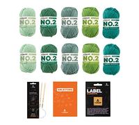 myboshi Refreshing Green Wollpaket, No.2 Wolle, Label, Anleitung, Rundstricknadel, geeignet für Babysachen und Mützen, 10 Knäuel x 50g, Lauflänge 100m Refreshing Green, 10 Knäuel