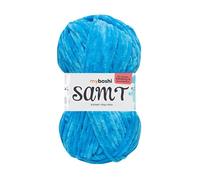 myboshi »Samt Wolle, Chenille Garn« Häkelwolle, 100 m (1-St., Samt Wolle Original Chenille Garn), Uni, Blau (Elefant)