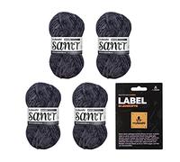 myboshi Samt-Wolle, inkl. original myboshi Label in Lederoptik, weiches Chenille-Garn, Ll. 100m/50g, für Amigurumi und Kissen, 100% flauschige Polyester Grau (Maus), 4 Knäuel