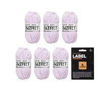 myboshi Samt-Wolle, inkl. original myboshi Label in Lederoptik, weiches Chenille-Garn, Ll. 100m/50g, für Amigurumi und Kissen, 100% flauschige Polyester Lila (Einhorn), 6 Knäuel