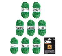 myboshi Samt-Wolle, inkl. original myboshi Label in Lederoptik, weiches Chenille-Garn, Ll. 100m/50g, für Amigurumi und Kissen, 100% flauschige Polyester Grün (Krokodil), 8 Knäuel