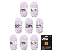 myboshi Samt-Wolle, inkl. original myboshi Label in Lederoptik, weiches Chenille-Garn, Ll. 100m/50g, für Amigurumi und Kissen, 100% flauschige Polyester Lila (Einhorn), 8 Knäuel