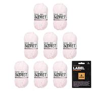 myboshi Samt-Wolle, inkl. original myboshi Label in Lederoptik, weiches Chenille-Garn, Ll. 100m/50g, für Amigurumi und Kissen, 100% flauschige Polyester Rosa (Ferkel), 8 Knäuel