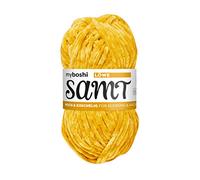 myboshi Samt Wolle zum Häkeln und Stricken, weiche Chenille Wolle im XXL-Knäuel, perfekt für Amigurumi und Kissen, 100% flauschige Polyester, 100g, Ll 100m Gelb (Löwe), 1 Knäuel