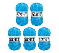 myboshi Samt Wolle zum Häkeln und Stricken, weiche Chenille Wolle im XXL-Knäuel, perfekt für Amigurumi und Kissen, 100% Flauschige Polyester, 100g, Ll 100m Blau (Elefant) 5 Knäuel