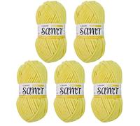 myboshi Samt Wolle zum Häkeln und Stricken, weiche Chenille Wolle im XXL-Knäuel, perfekt für Amigurumi und Kissen, 100% flauschige Polyester, 100g, Ll 100m Gelb (Küken), 5 Knäuel