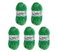 myboshi Samt Wolle zum Häkeln und Stricken, weiche Chenille Wolle im XXL-Knäuel, perfekt für Amigurumi und Kissen, 100% flauschige Polyester, 100g, Ll 100m Grün (Krokodil) 5 Knäuel