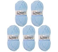 myboshi Samt Wolle zum Häkeln und Stricken, weiche Chenille Wolle im XXL-Knäuel, perfekt für Amigurumi und Kissen, 100% flauschige Polyester, 100g, Ll 100m Blau (Fisch), 5 Knäuel