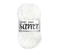 myboshi Samt Wolle zum Häkeln und Stricken, weiche Chenille Wolle im XXL-Knäuel, perfekt für Amigurumi und Kissen, 100% flauschige Polyester, 100g, Ll 100m Weiß (Eisbär), 1 Knäuel