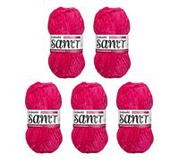 myboshi Samt Wolle zum Häkeln und Stricken, weiche Chenille Wolle im XXL-Knäuel, perfekt für Amigurumi und Kissen, 100% flauschige Polyester, 100g, Ll 100m Rosa (Seestern), 5 Knäuel