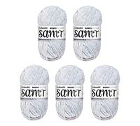 myboshi Samt Wolle zum Häkeln und Stricken, weiche Chenille Wolle im XXL-Knäuel, perfekt für Amigurumi und Kissen, 100% flauschige Polyester, 100g, Ll 100m Grau (Robbe) 5 Knäuel