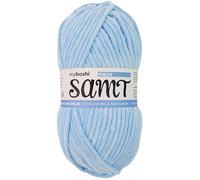 myboshi Samt Wolle zum Häkeln und Stricken, weiche Chenille Wolle im XXL-Knäuel, perfekt für Amigurumi und Kissen, 100% flauschige Polyester, 100g, Ll 100m Blau (Fisch), 1 Knäuel
