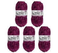 myboshi Samt Wolle zum Häkeln und Stricken, weiche Chenille Wolle im XXL-Knäuel, perfekt für Amigurumi und Kissen, 100% flauschige Polyester, 100g, Ll 100m Lila (Oktopus), 5 Knäuel