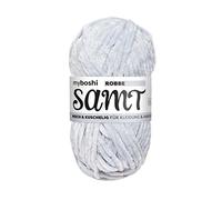 myboshi Samt Wolle zum Häkeln und Stricken, weiche Chenille Wolle im XXL-Knäuel, perfekt für Amigurumi und Kissen, 100% flauschige Polyester, 100g, Ll 100m Grau (Robbe), 1 Knäuel