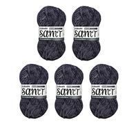 myboshi Samt Wolle zum Häkeln und Stricken, weiche Chenille Wolle im XXL-Knäuel, perfekt für Amigurumi und Kissen, 100% flauschige Polyester, 100g, Ll 100m Grau (Maus), 5 Knäuel