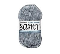 myboshi Samt Wolle zum Häkeln und Stricken, weiche Chenille Wolle im XXL-Knäuel, perfekt für Amigurumi und Kissen, 100% flauschige Polyester, 100g, Ll 100m Grau (Delfin), 1 Knäuel