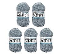 myboshi Samt Wolle zum Häkeln und Stricken, weiche Chenille Wolle im XXL-Knäuel, perfekt für Amigurumi und Kissen, 100% flauschige Polyester, 100g, Ll 100m Grau (Delfin), 5 Knäuel