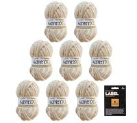 myboshi Samt XL, kuscheliges, extra dickes Chenillegarn, super chunky, zum Häkeln und Stricken, XXL-Knäuel, Label, 100g, Ll 40m, Beige (Sand) 8 Knäuel