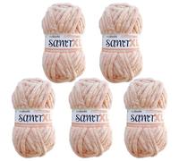 myboshi Samt XL, kuscheliges, extra Dickes Chenillegarn, super Chunky, zum Häkeln und Stricken, XXL-Knäuel, 100g, Ll 40m, Rosa (Magnolie) 5 Knäuel