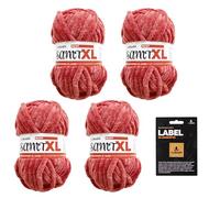 myboshi Samt XL, kuscheliges, extra dickes Chenillegarn, super chunky, zum Häkeln und Stricken, XXL-Knäuel, Label, 100g, Ll 40m, Orange (Rost) 4 Knäuel