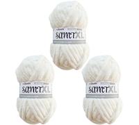 myboshi Samt XL, kuscheliges, extra dickes Chenillegarn, super chunky, zum Häkeln und Stricken, XXL-Knäuel, 100g, Ll 40m, Weiß (Seerose) 3 Knäuel