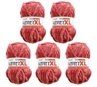 myboshi Samt XL, kuscheliges, extra dickes Chenillegarn, super chunky, zum Häkeln und Stricken, XXL-Knäuel, 100g, Ll 40m, Orange (Rost) 5 Knäuel