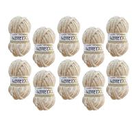 myboshi Samt XL, kuscheliges, extra dickes Chenillegarn, super chunky, zum Häkeln und Stricken, XXL-Knäuel, 100g, Ll 40m, Beige (Sand) 10 Knäuel