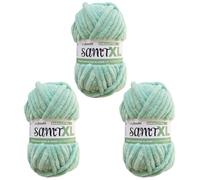 myboshi Samt XL, kuscheliges, extra dickes Chenillegarn, super chunky, zum Häkeln und Stricken, XXL-Knäuel, 100g, Ll 40m, Grün (Eukalyptus) 3 Knäuel