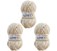 myboshi Samt XL, kuscheliges, extra dickes Chenillegarn, super chunky, zum Häkeln und Stricken, XXL-Knäuel, 100g, Ll 40m, Beige (Sand) 3 Knäuel