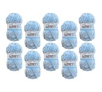 myboshi Samt XL, kuscheliges, extra dickes Chenillegarn, super chunky, zum Häkeln und Stricken, XXL-Knäuel, 100g, Ll 40m, Blau (Hortensie) 10 Knäuel