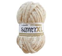 myboshi Samt XL, kuscheliges, extra dickes Chenillegarn, super chunky, zum Häkeln und Stricken, XXL-Knäuel, 100g, Ll 40m, Beige (Sand), 1 Knäuel