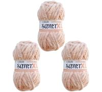 myboshi Samt XL, kuscheliges, extra dickes Chenillegarn, super chunky, zum Häkeln und Stricken, XXL-Knäuel, 100g, Ll 40m, Rosa (Magnolie) 3 Knäuel