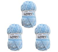 myboshi Samt XL, kuscheliges, extra dickes Chenillegarn, super chunky, zum Häkeln und Stricken, XXL-Knäuel, 100g, Ll 40m, Blau (Hortensie) 3 Knäuel