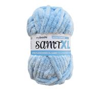 myboshi Samt XL, kuscheliges, extra Dickes Chenillegarn, super Chunky, zum Häkeln und Stricken, XXL-Knäuel, 100g, Ll 40m, Blau (Hortensie) 1 Knäuel