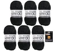 myboshi Samt XS, flauschiges, dünnes Chenillegarn, zum Häkeln und Stricken, für Mini-Amigurumi, Accessoires und Bekleidung, 50g, Ll 90m, Schwarz (Lakritz) 6 Knäuel