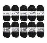 myboshi Samt XS, flauschiges, dünnes Chenillegarn, zum Häkeln und Stricken, für Mini-Amigurumi, Accessoires und Bekleidung, 50g, Ll 90m, Schwarz (Lakritz) 10 Knäuel