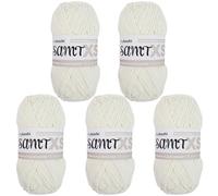 myboshi Samt XS, flauschiges, dünnes Chenillegarn, zum Häkeln und Stricken, für Mini-Amigurumi, Accessoires und Bekleidung, 50g, Ll 90m, Weiß (Marshmallow) 5 Knäuel