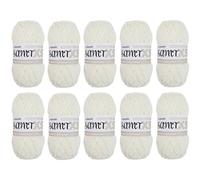 myboshi Samt XS, flauschiges, dünnes Chenillegarn, zum Häkeln und Stricken, für Mini-Amigurumi, Accessoires und Bekleidung, 50g, Ll 90m, Weiß (Marshmallow) 10 Knäuel