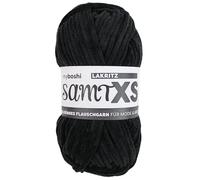myboshi Samt XS, flauschiges, dünnes Chenillegarn, zum Häkeln und Stricken, für Mini-Amigurumi, Accessoires und Bekleidung, 50g, Ll 90m, Schwarz (Lakritz) 1 Knäuel
