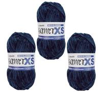 myboshi Samt XS, flauschiges, dünnes Chenillegarn, zum Häkeln und Stricken, für Mini-Amigurumi, Accessoires und Bekleidung, 50g, Ll 90m, Blau (Heidelbeere) 3 Knäuel