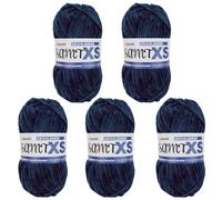 myboshi Samt XS, flauschiges, dünnes Chenillegarn, zum Häkeln und Stricken, für Mini-Amigurumi, Accessoires und Bekleidung, 50g, Ll 90m, Blau (Heidelbeere) 5 Knäuel