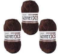myboshi Samt XS, flauschiges, dünnes Chenillegarn, zum Häkeln und Stricken, für Mini-Amigurumi, Accessoires und Bekleidung, 50g, Ll 90m, Braun (Kakao) 3 Knäuel