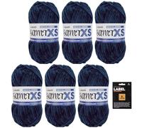 myboshi Samt XS, flauschiges, dünnes Chenillegarn, zum Häkeln und Stricken, für Mini-Amigurumi, Accessoires und Bekleidung, 50g, Ll 90m, Blau (Heidelbeere) 6 Knäuel