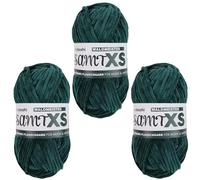myboshi Samt XS, flauschiges, dünnes Chenillegarn, zum Häkeln und Stricken, für Mini-Amigurumi, Accessoires und Bekleidung, 50g, Ll 90m, Grün (Waldmeister) 3 Knäuel