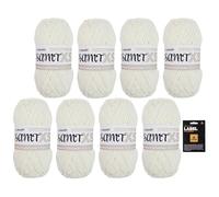 myboshi Samt XS, flauschiges, dünnes Chenillegarn, zum Häkeln und Stricken, für Mini-Amigurumi, Accessoires und Bekleidung, 50g, Ll 90m, Weiß (Marshmallow) 8 Knäuel