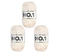 myboshi No.1-Wolle zum Häkeln und Stricken, Schnellstrickgarn, langlebige Mützenwolle, Mulesing-frei, 50g, Ll 55m Beige (Elfenbein) 3 Knäuel