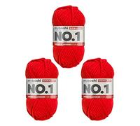 myboshi No.1-Wolle zum Häkeln und Stricken, Schnellstrickgarn, langlebige Mützenwolle, Mulesing-frei, 50g, Ll 55m Rot (Signalrot) 3 Knäuel
