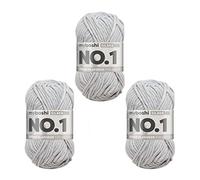 myboshi No.1-Wolle zum Häkeln und Stricken, mit Merinowolle, hochwertiges Schnellstrickgarn, Pflegeleichte, langlebige Mützenwolle, Mulesing-frei, 3 knl x 50gr, Ll 55m Silber 165m