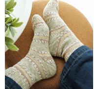 myboshi Strickset Socken Spokane für Anfänger, inkl. mysocks, 4-fädige Sockenwolle, Nadelspiel, Anleitung, Label, 75% Schurwolle, 25% Polyamid Beige (Strandhafer) mit Nadelspiel