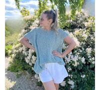 myboshi Strickset Tunika Flow für Fortgeschrittene, inkl. Garn, Rundstricknadel, Wollnadeln, Anleitung, Label, 76% Baumwolle, 22% Baby Alpaka, 2% Merino Grün mit Rundstricknadel